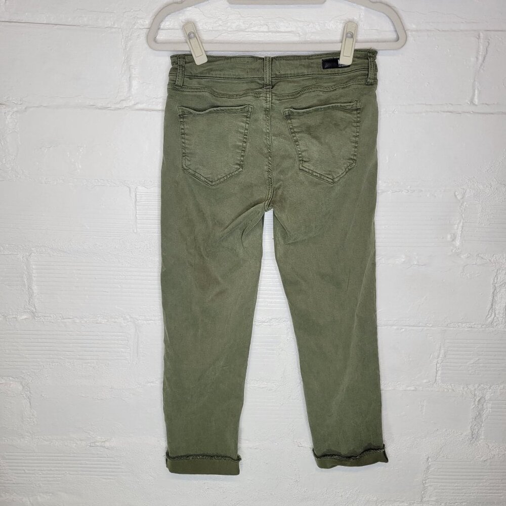 Kut From The Kloth Women's Size 6 Pants Amy Crop Straight Leg Cuffed Green - Picture 2 of 5